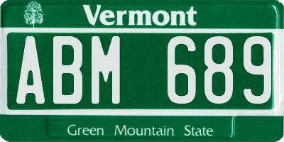 VT license plate ABM689