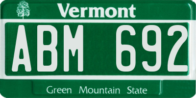 VT license plate ABM692