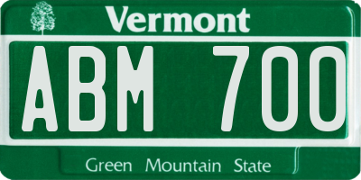 VT license plate ABM700