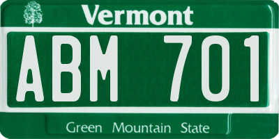 VT license plate ABM701