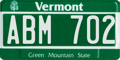 VT license plate ABM702