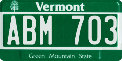 VT license plate ABM703