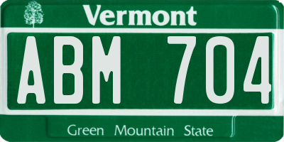 VT license plate ABM704