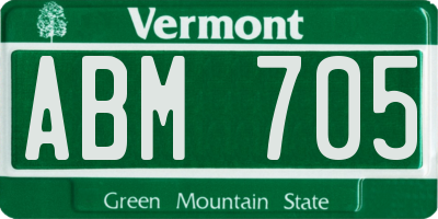 VT license plate ABM705