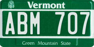 VT license plate ABM707