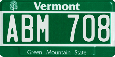 VT license plate ABM708