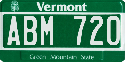 VT license plate ABM720