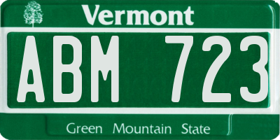 VT license plate ABM723