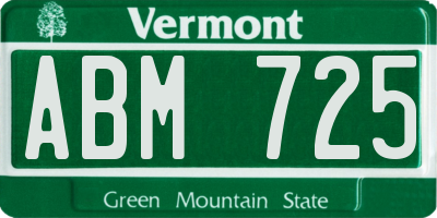 VT license plate ABM725