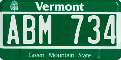 VT license plate ABM734