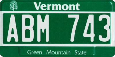 VT license plate ABM743