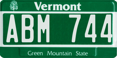 VT license plate ABM744