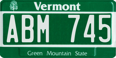 VT license plate ABM745