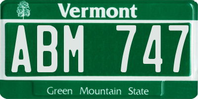 VT license plate ABM747