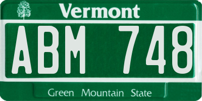 VT license plate ABM748