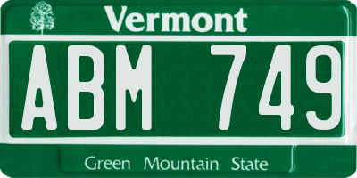 VT license plate ABM749