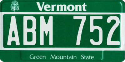 VT license plate ABM752