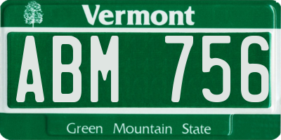 VT license plate ABM756