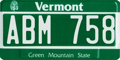 VT license plate ABM758