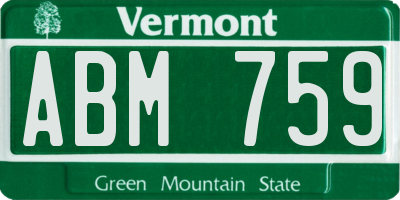 VT license plate ABM759