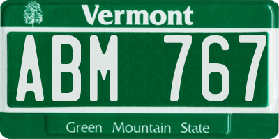 VT license plate ABM767