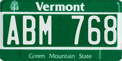 VT license plate ABM768