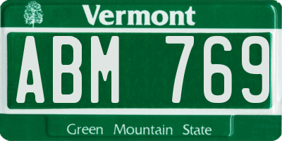 VT license plate ABM769