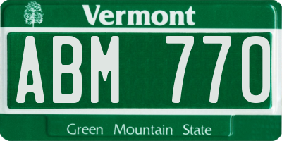 VT license plate ABM770