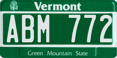 VT license plate ABM772