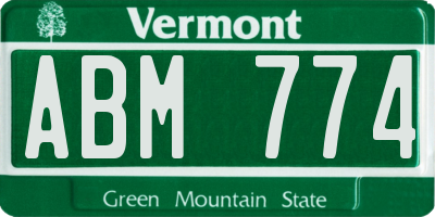 VT license plate ABM774