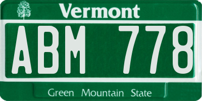 VT license plate ABM778