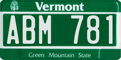 VT license plate ABM781