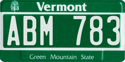 VT license plate ABM783