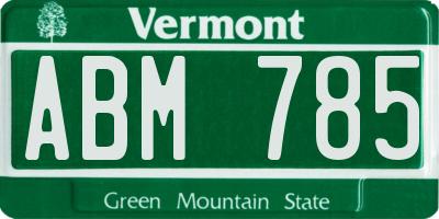 VT license plate ABM785