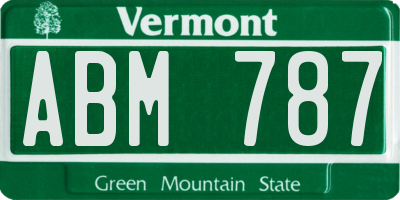 VT license plate ABM787