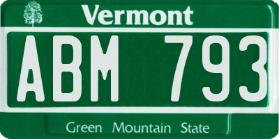 VT license plate ABM793