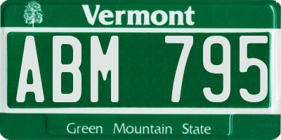 VT license plate ABM795