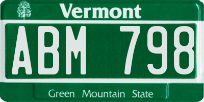 VT license plate ABM798