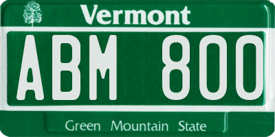 VT license plate ABM800