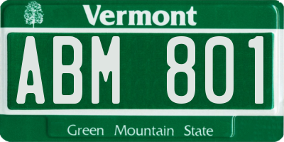 VT license plate ABM801