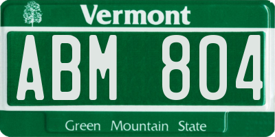 VT license plate ABM804