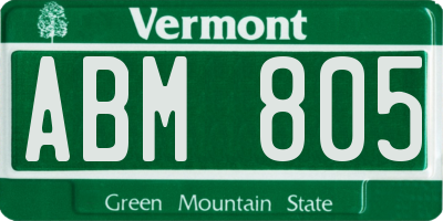 VT license plate ABM805