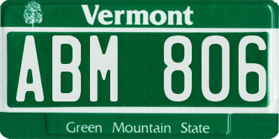 VT license plate ABM806