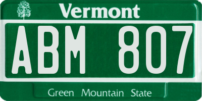 VT license plate ABM807