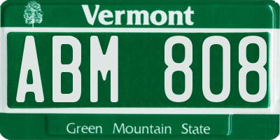 VT license plate ABM808