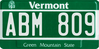 VT license plate ABM809