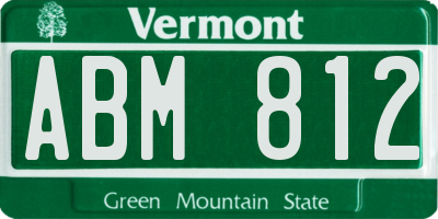 VT license plate ABM812