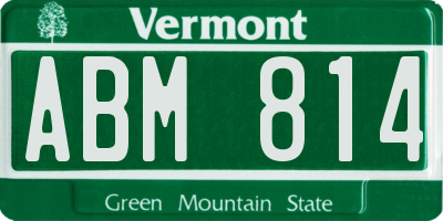 VT license plate ABM814