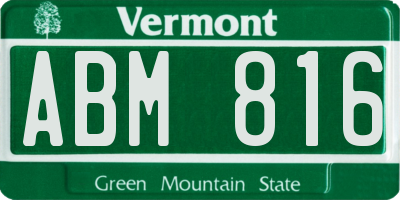 VT license plate ABM816