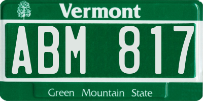 VT license plate ABM817